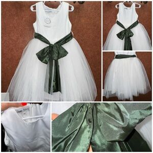Flower Girl Dress- White and Green